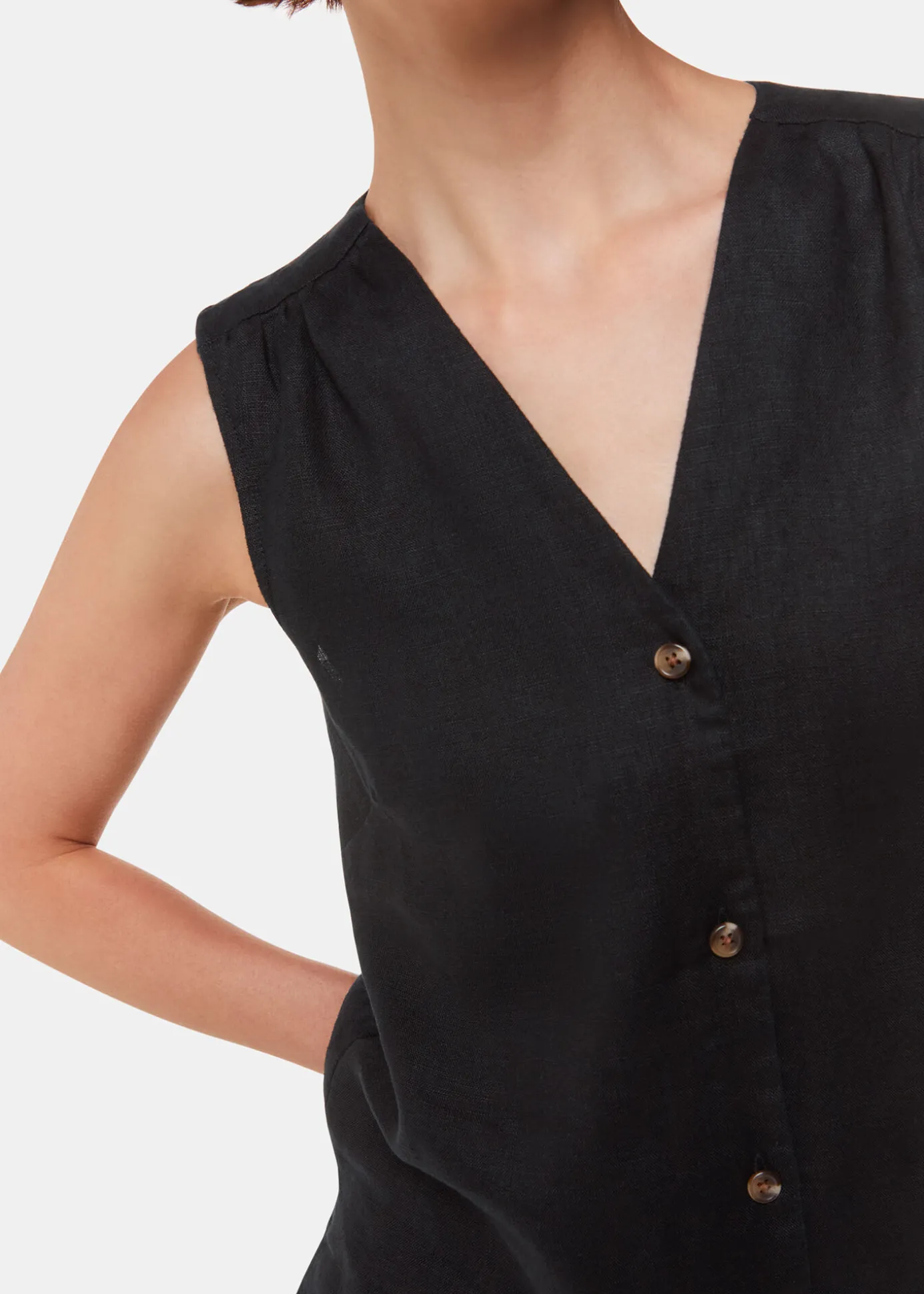 Black Laura Linen Tank