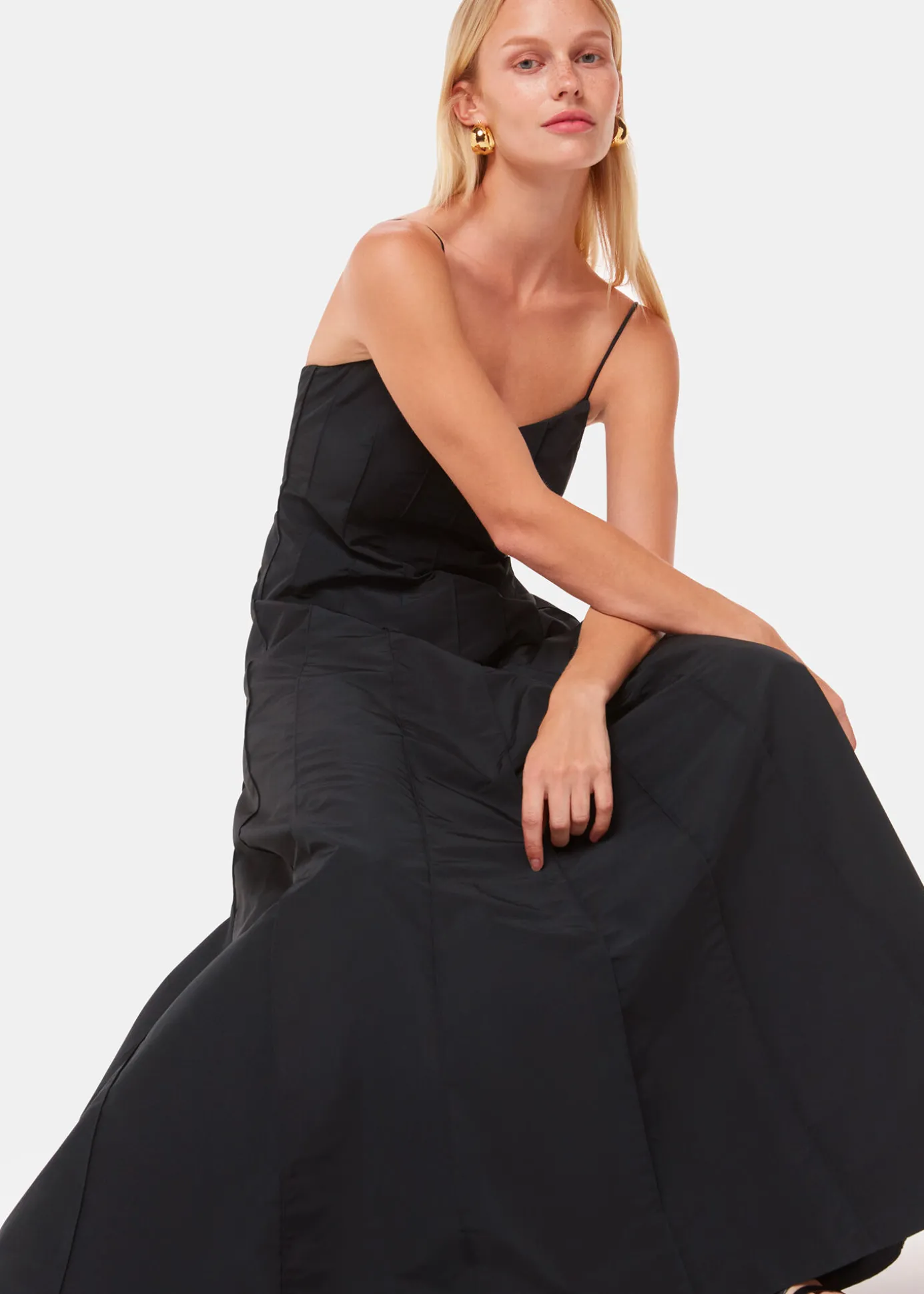Black Laverne Taffeta Maxi Dress