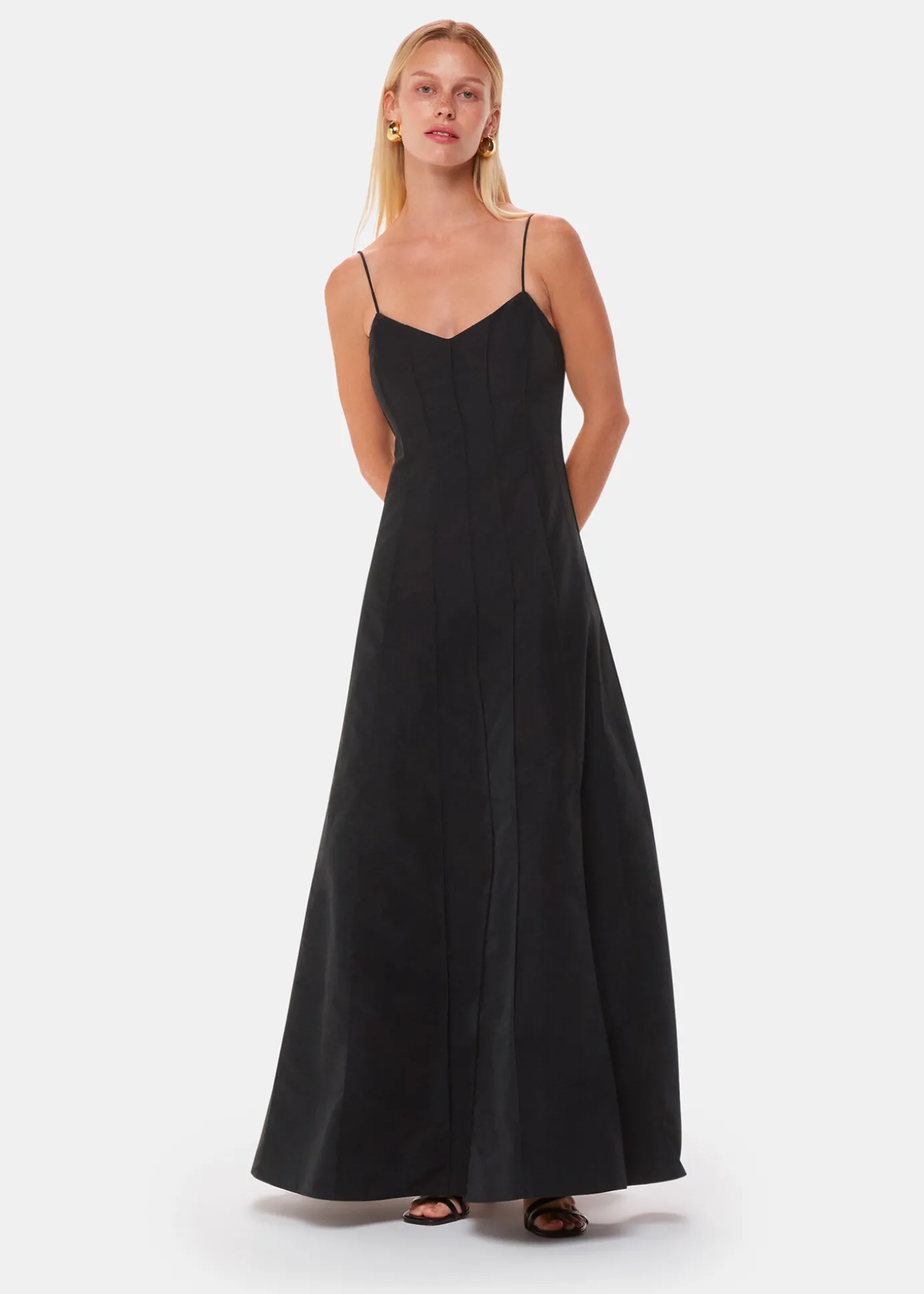 Black Laverne Taffeta Maxi Dress