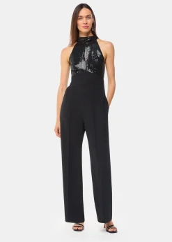 Black Leah Sequin Bodice Jumpsuit