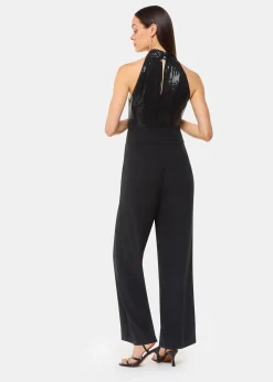 Black Leah Sequin Bodice Jumpsuit