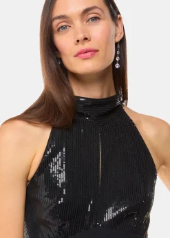 Black Leah Sequin Bodice Jumpsuit