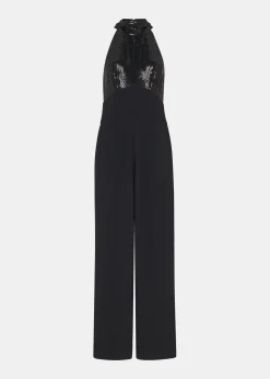 Black Leah Sequin Bodice Jumpsuit