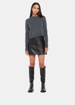 Black Leather A line Skirt