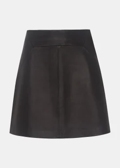 Black Leather A line Skirt