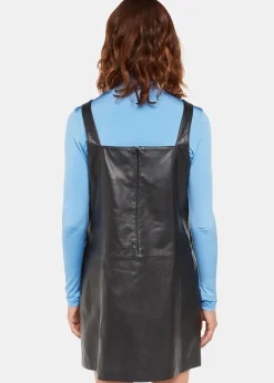 Black Leather Pinafore Dress
