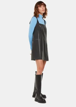 Black Leather Pinafore Dress