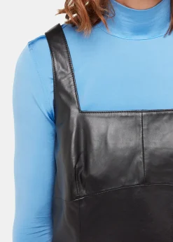 Black Leather Pinafore Dress