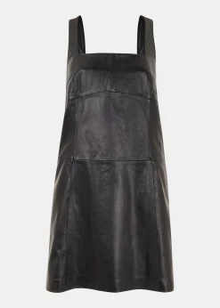 Black Leather Pinafore Dress
