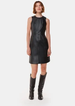 Black Leather Shift Dress