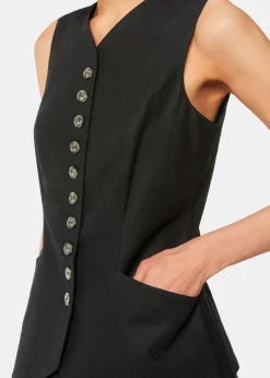 Black Lindsey Linen Blend Waistcoat