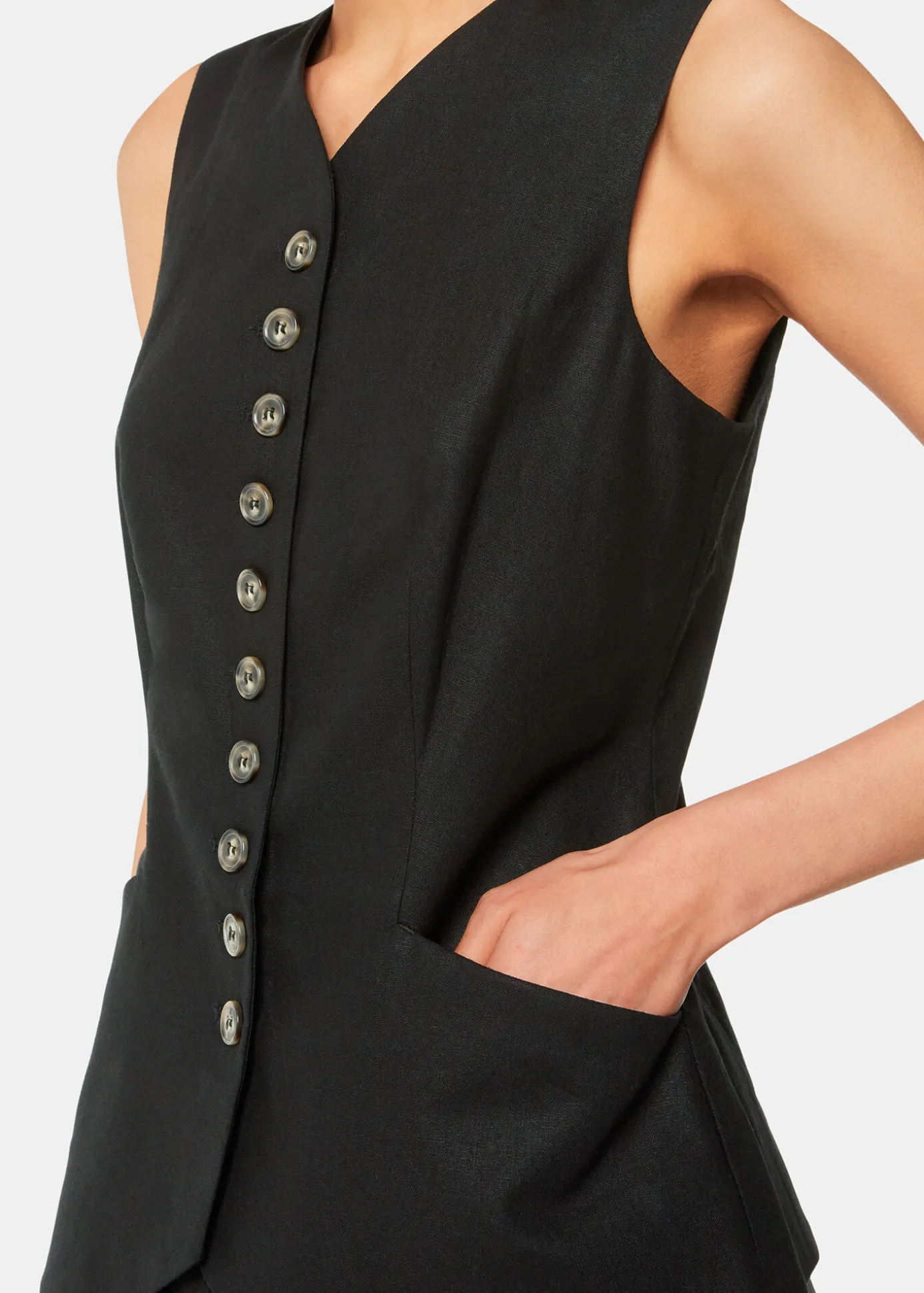 Black Lindsey Linen Blend Waistcoat