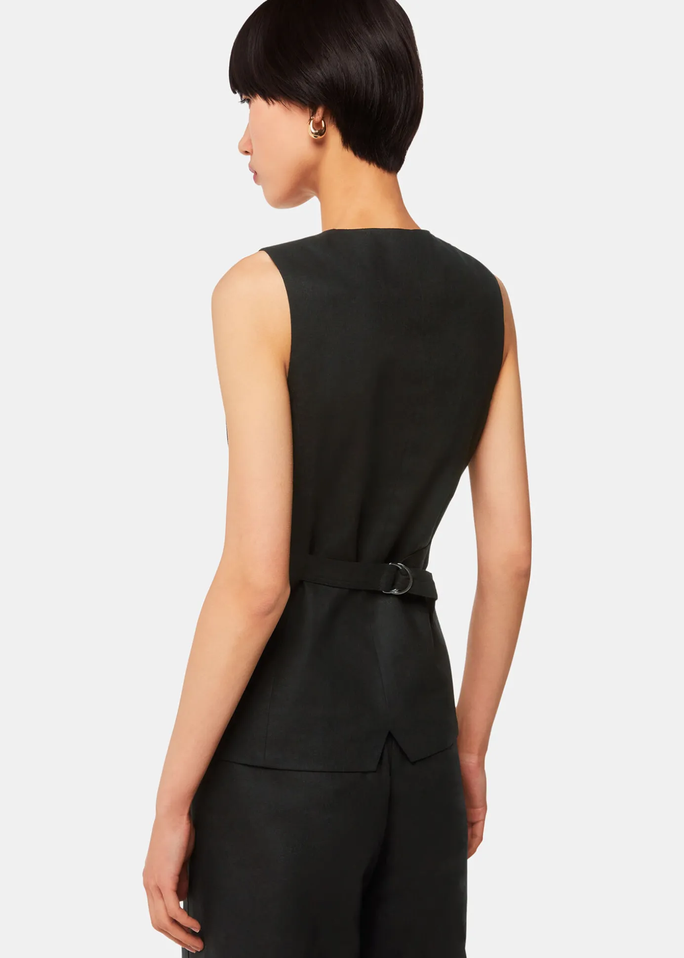 Black Lindsey Linen Blend Waistcoat