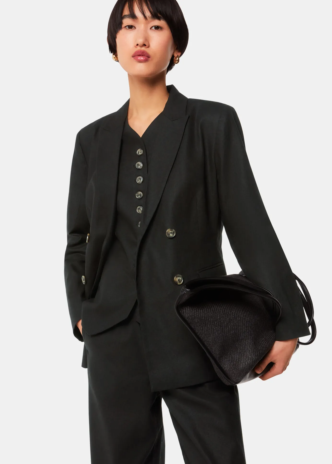 Black Lindsey Linen Blend Waistcoat