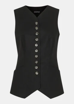 Black Lindsey Linen Blend Waistcoat