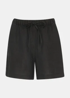 Black Linen Elasticated Short