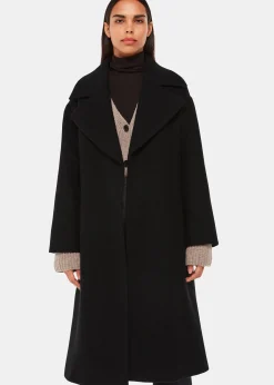 Black Lorna Wrap Wool Coat