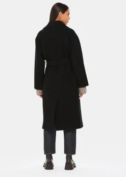 Black Lorna Wrap Wool Coat