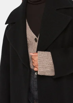 Black Lorna Wrap Wool Coat
