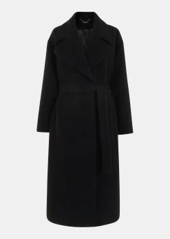 Black Lorna Wrap Wool Coat