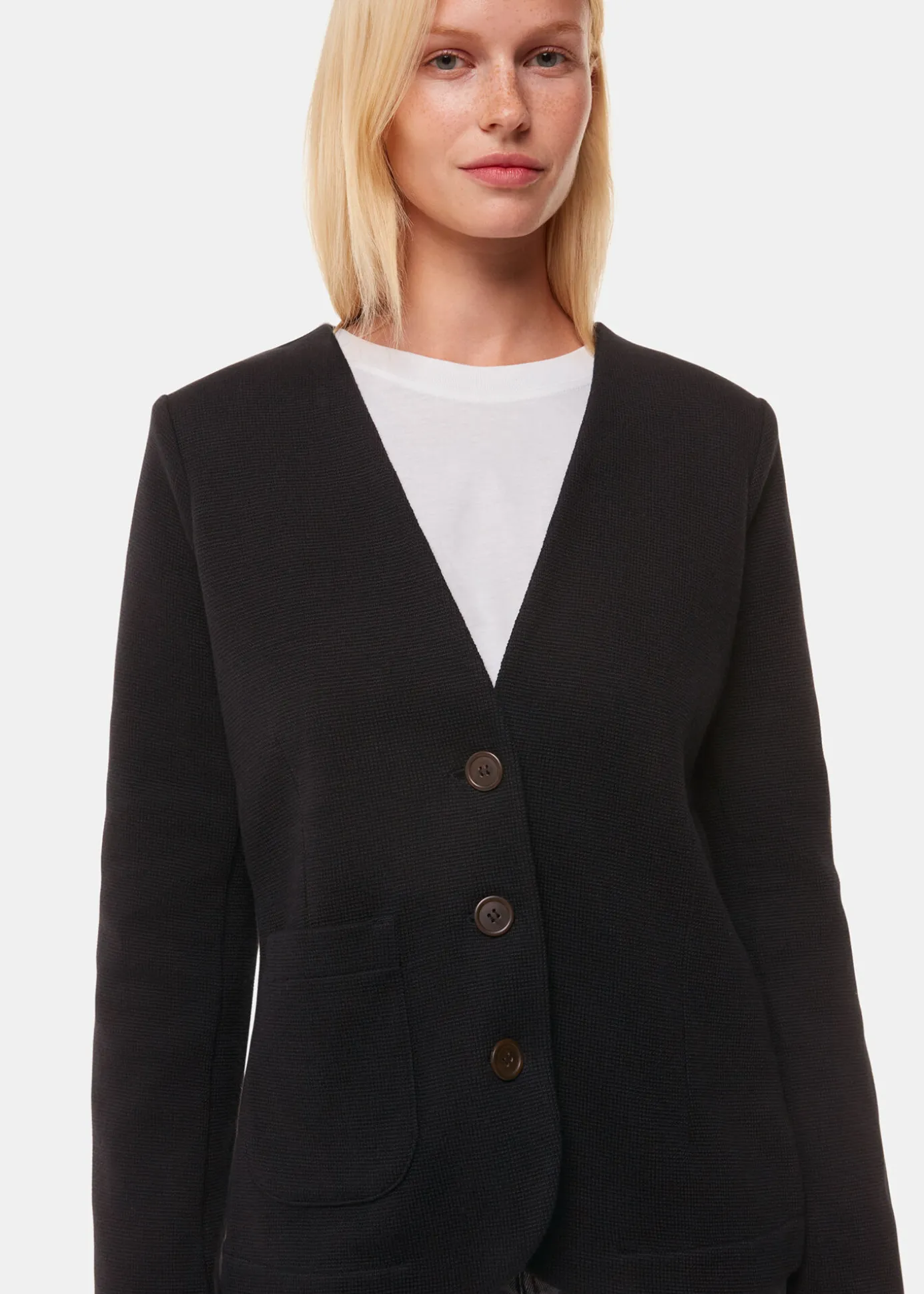 Black Lucy V Neck Jersey Jacket