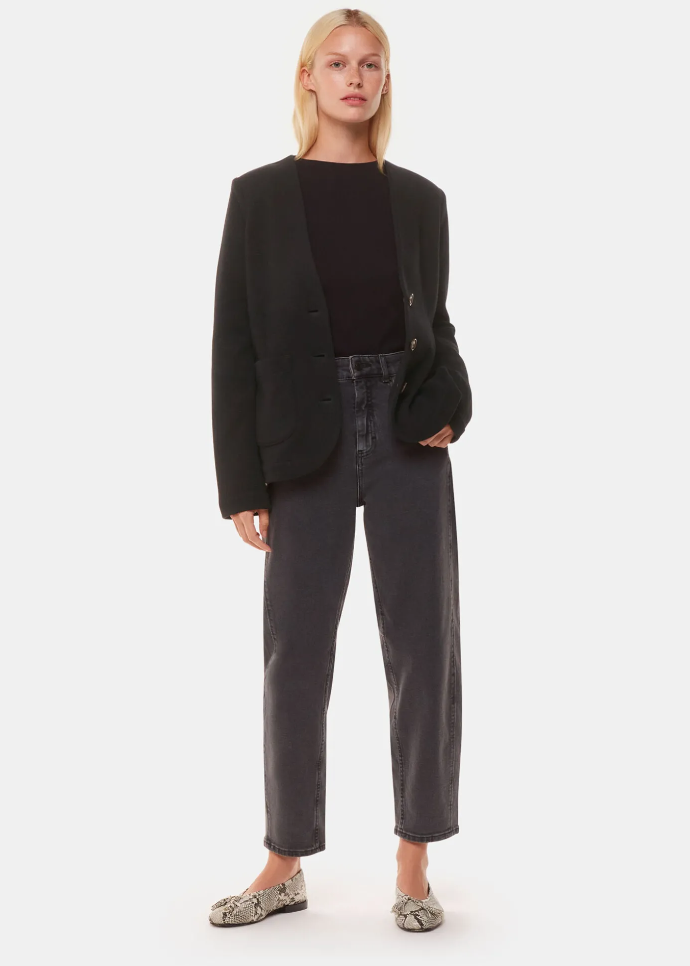 Black Lucy V Neck Jersey Jacket