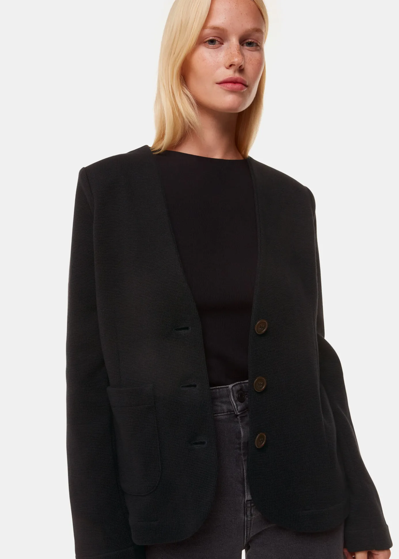 Black Lucy V Neck Jersey Jacket