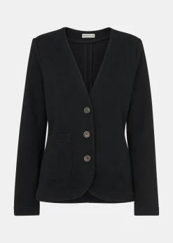Black Lucy V Neck Jersey Jacket