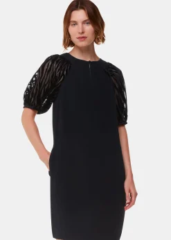 Black Lucy Zebra Velvet Sleeve Dress