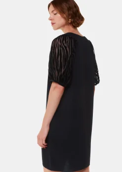 Black Lucy Zebra Velvet Sleeve Dress