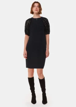 Black Lucy Zebra Velvet Sleeve Dress