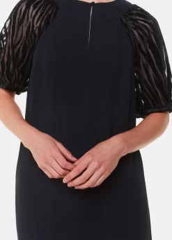 Black Lucy Zebra Velvet Sleeve Dress