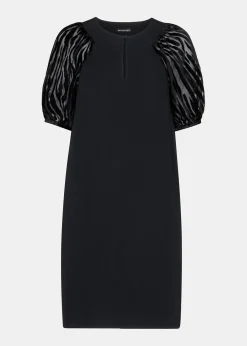 Black Lucy Zebra Velvet Sleeve Dress