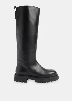Black Maceo Lug Sole Knee High Boot