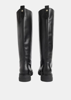 Black Maceo Lug Sole Knee High Boot