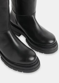 Black Maceo Lug Sole Knee High Boot