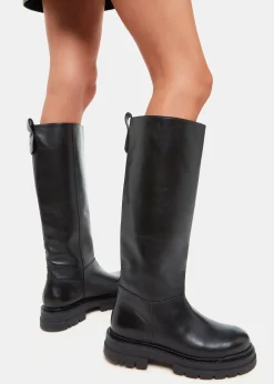 Black Maceo Lug Sole Knee High Boot