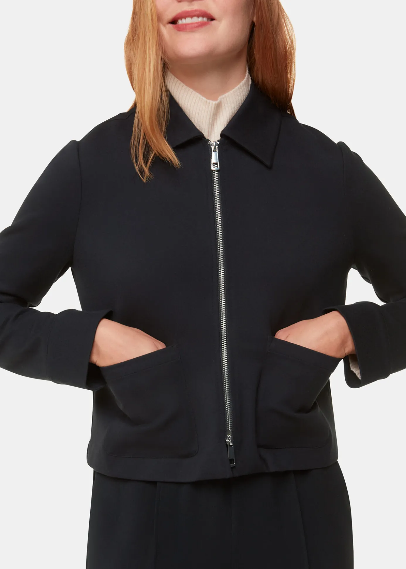 Black Marla Ponte Zip Through Jacket