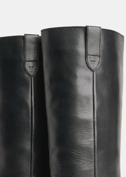 Black Matteo Knee High Biker Boot