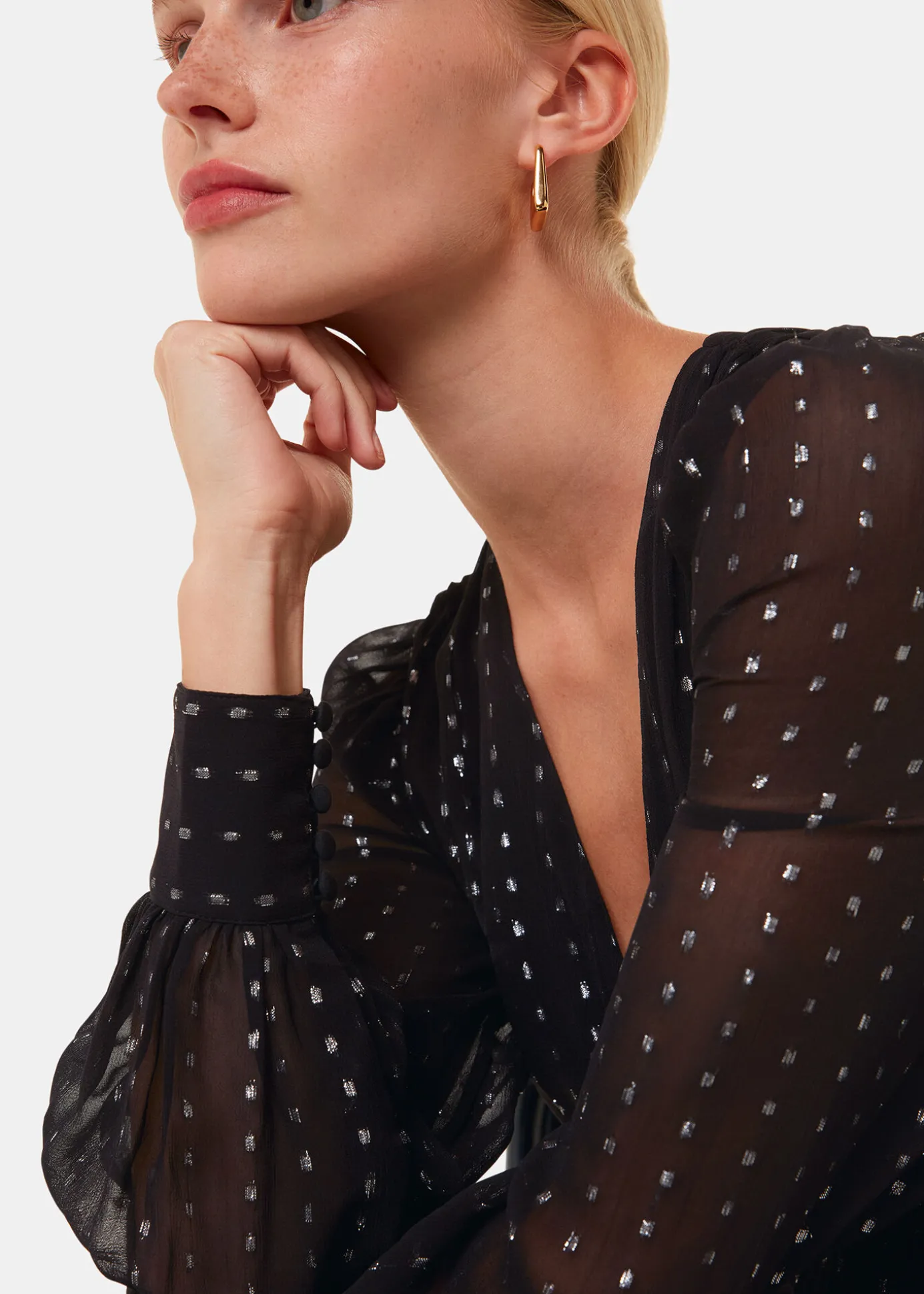 Black Metallic Stripe Midi Dress