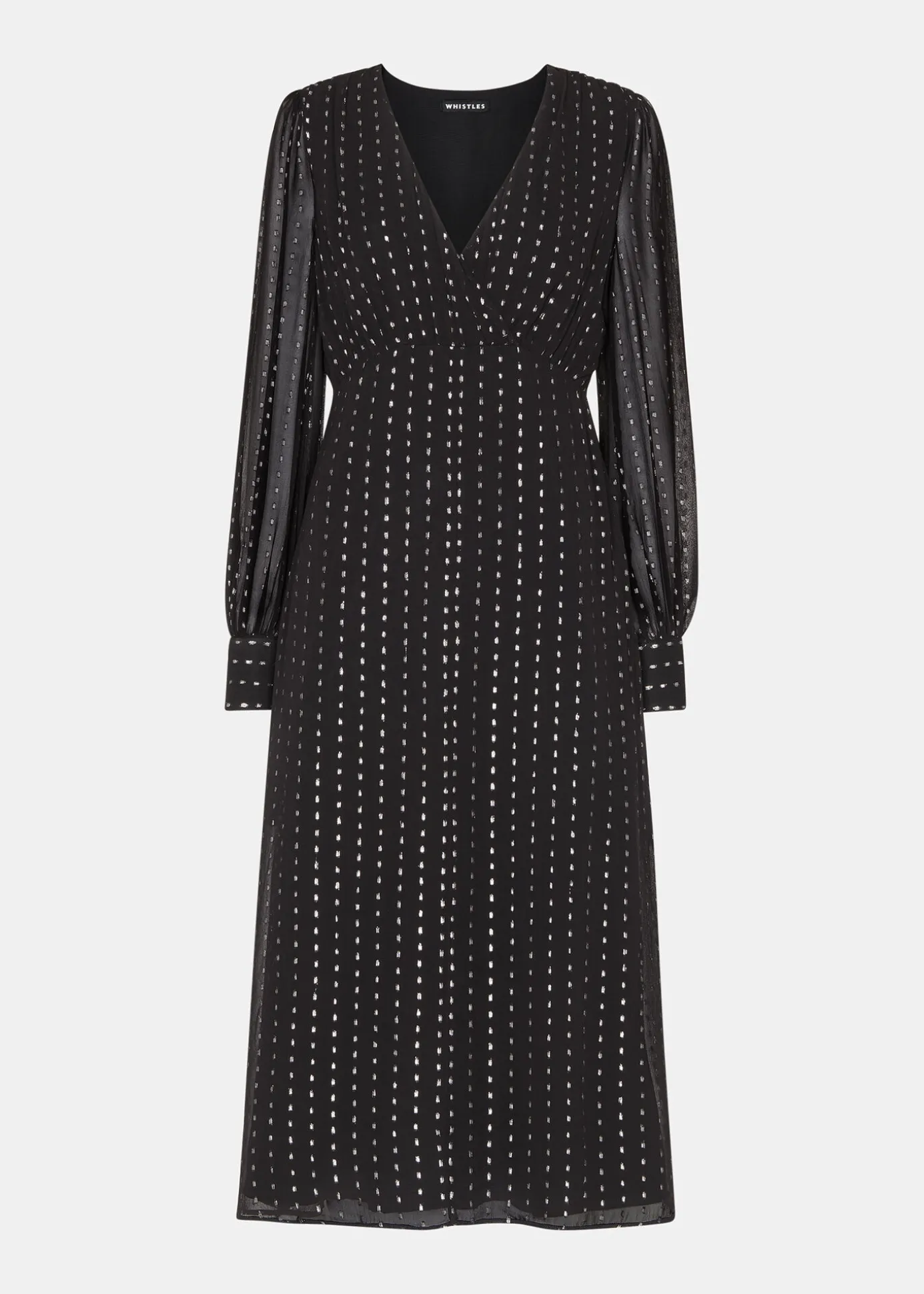 Black Metallic Stripe Midi Dress