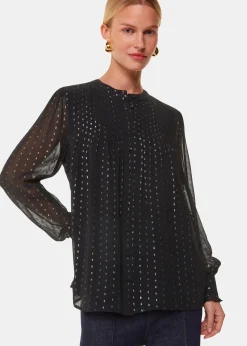 Black Metallic Stripe Shirt