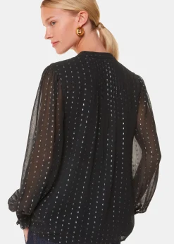 Black Metallic Stripe Shirt
