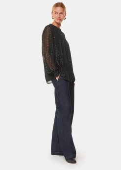 Black Metallic Stripe Shirt