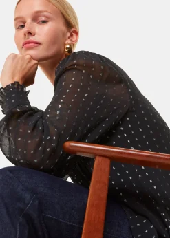 Black Metallic Stripe Shirt