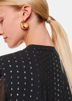 Black Metallic Stripe Shirt