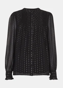Black Metallic Stripe Shirt