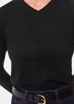 Black Mila V Neck Knit