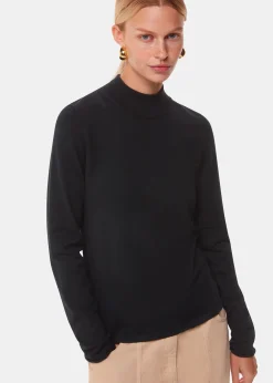 Black Mira Funnel Neck Knit