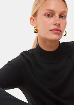 Black Mira Funnel Neck Knit